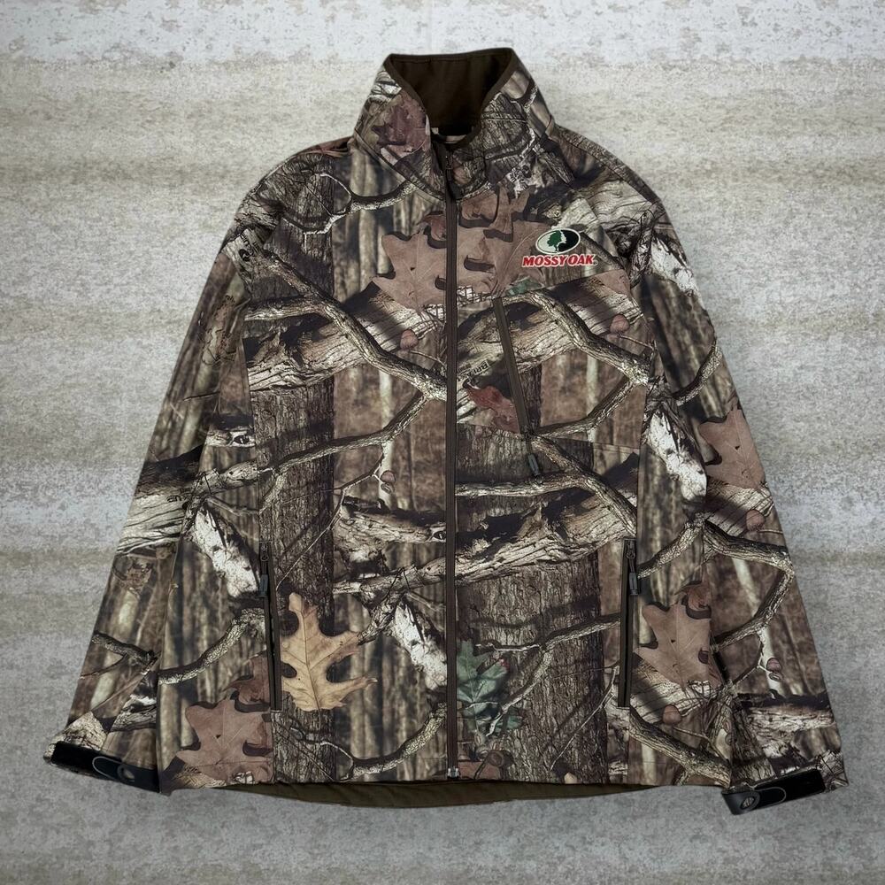 Vintage 90s Mossy Oak Jacket Mens XL Hunting Camo Full Zip Woodland